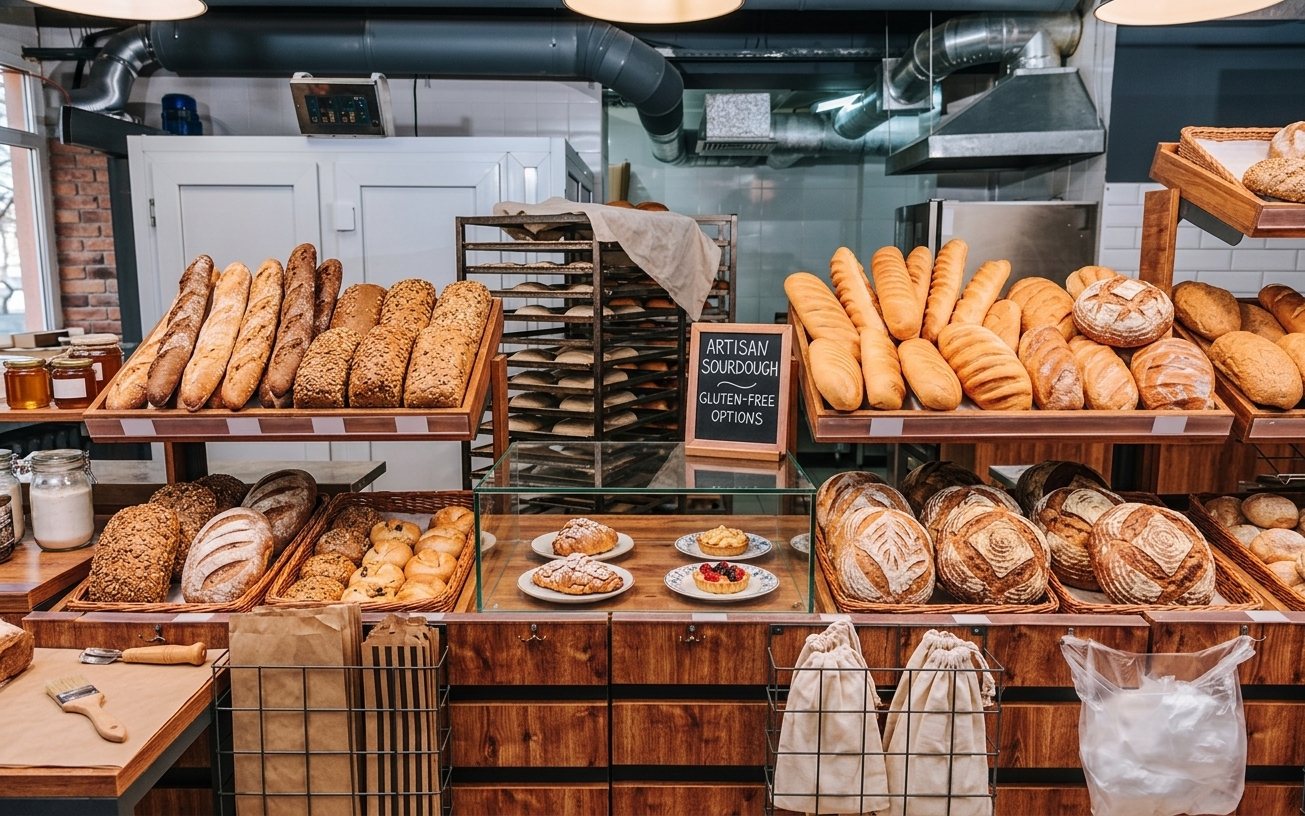 Fresh breads at the bakery section
