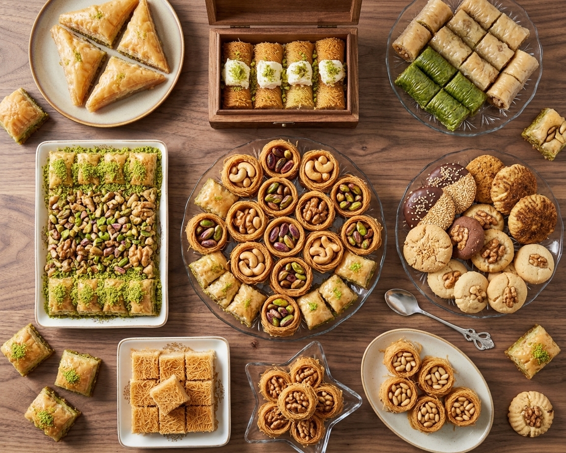 Arabic sweets and pastries at the bakery section